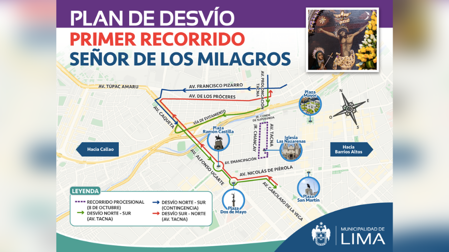 Conoce El Plan De Desvío Por Primer Recorrido Del Señor De Los Milagros ...