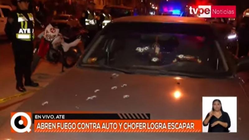 Ate: abren fuego contra auto y chofer logró escapar herido