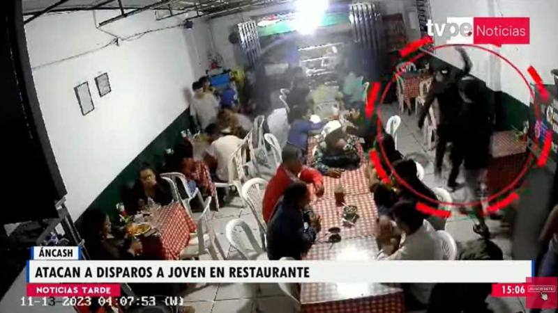 Áncash sujetos dispararon  joven  restaurante