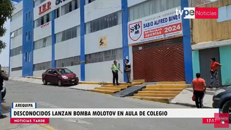 Arequipa desconocidos   bomba molotov  colegio