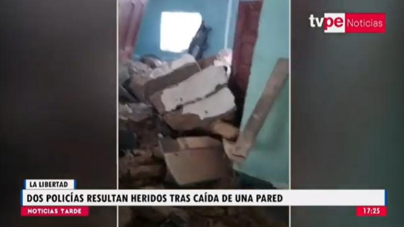 La Libertad: dos policías quedan heridos tras caída de una pared de comisaría