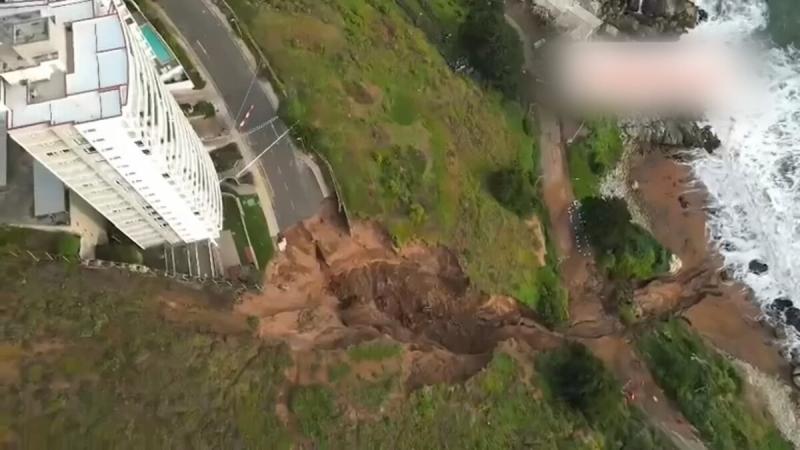 Chile Viña del Mar Valparaíso socavón deslizamiento edificio colapso lluvias