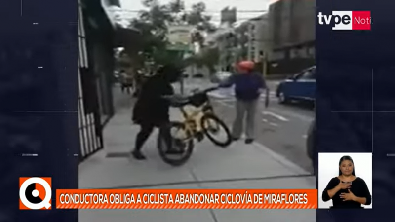 Conductora obligó a ciclista a abandonar la ciclovía en Miraflores.