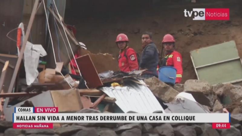 Comas Collique niño muerto derrumbe de casa