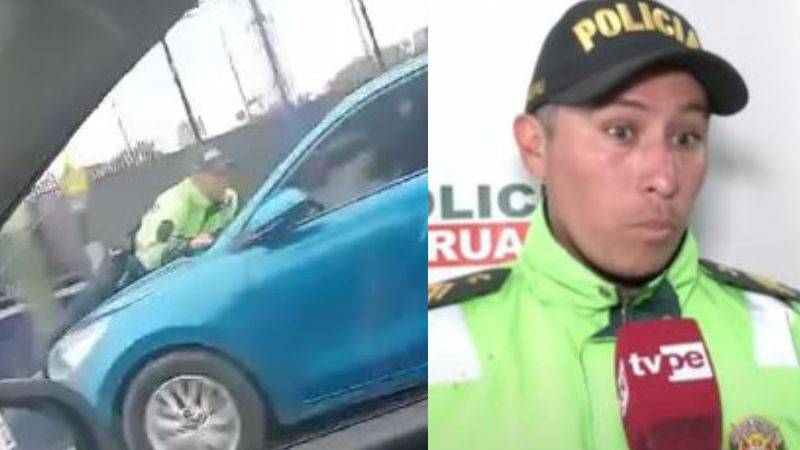 Conductor arrastra a policía por varias cuadras para evitar detención