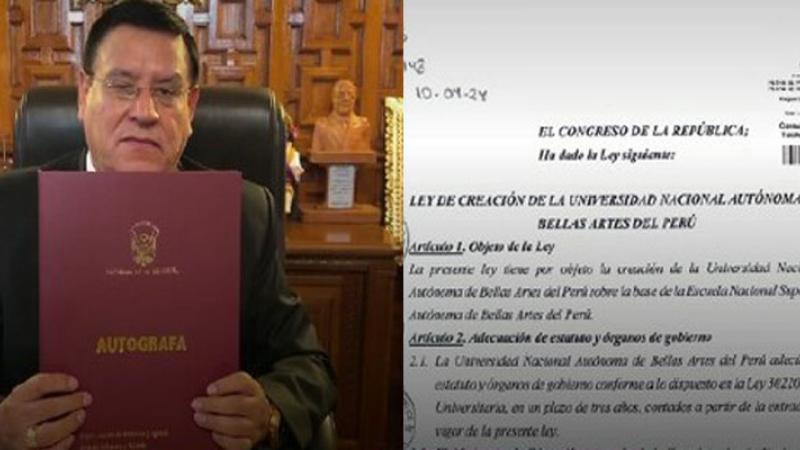 Se firmó autógrafa de ley de creación de la Universidad Nacional Autónoma de Bellas Artes del Perú