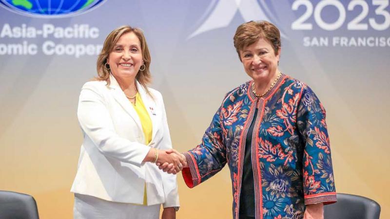 Presidenta Dina Boluarte reunión  directora del FMI Kristalina Georgieva  