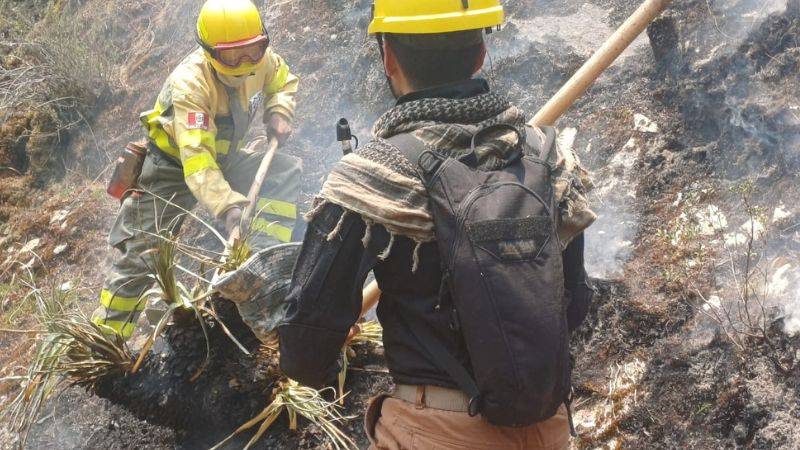 Bomberos del Minam combaten incendios forestales