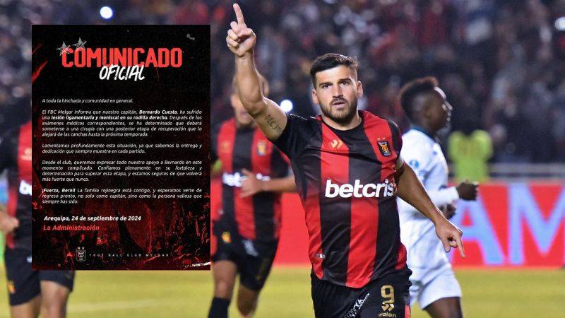 FBC Melgar confirmó grave lesión de Bernardo Cuesta
