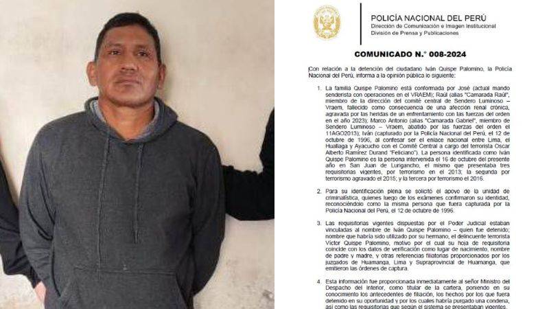 Liberan a Quispe Palomino