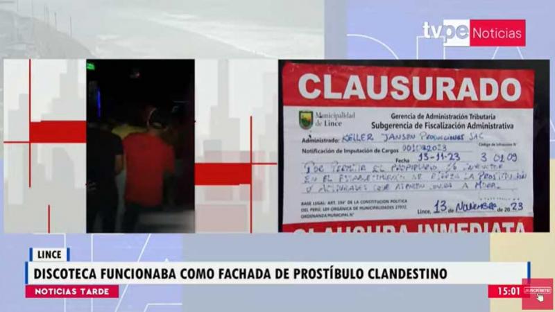 Lince clausuran discoteca  prostíbulo clandestino