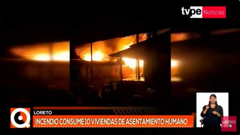 Loreto incendio 11 viviendas  asentamiento humano