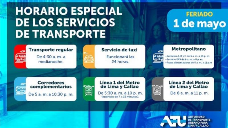 Estos son los horarios del  transporte público por el Día del Trabajo