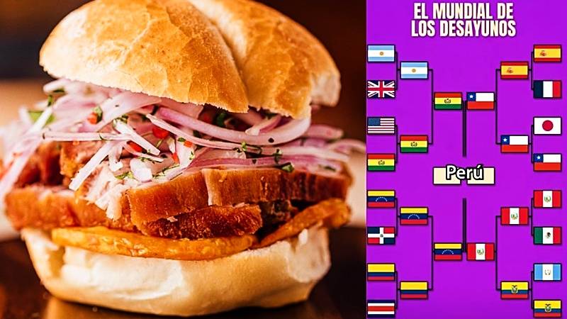 pan con Chicharrón Ibai Llanos perú Ecuador Chile mundial de desayunos