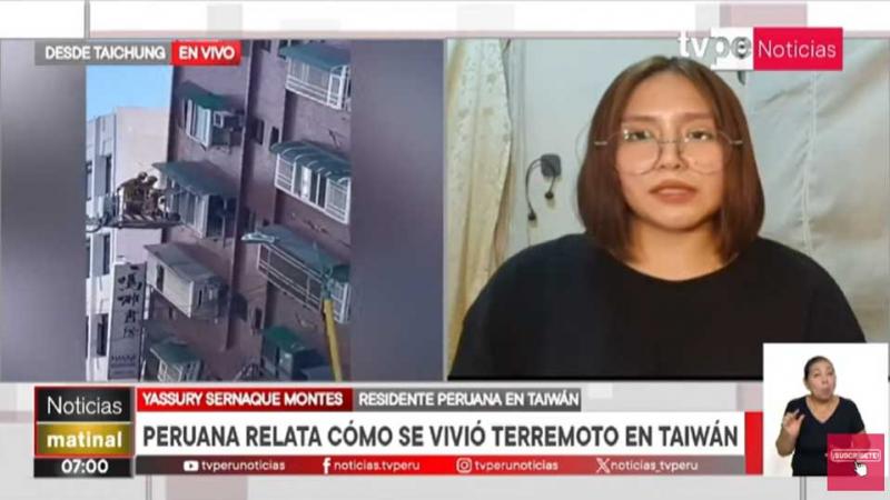 joven peruana terremoto Taiwán