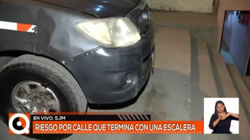 San Juan de Miraflores: riesgo por pista termina en una escalera