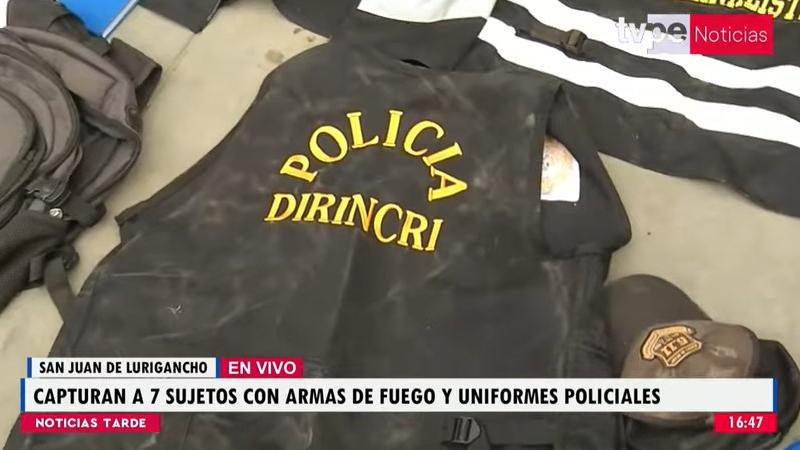 SJL: capturan a 7 sujetos con uniformes policiales que planeaban secuestrar a familia