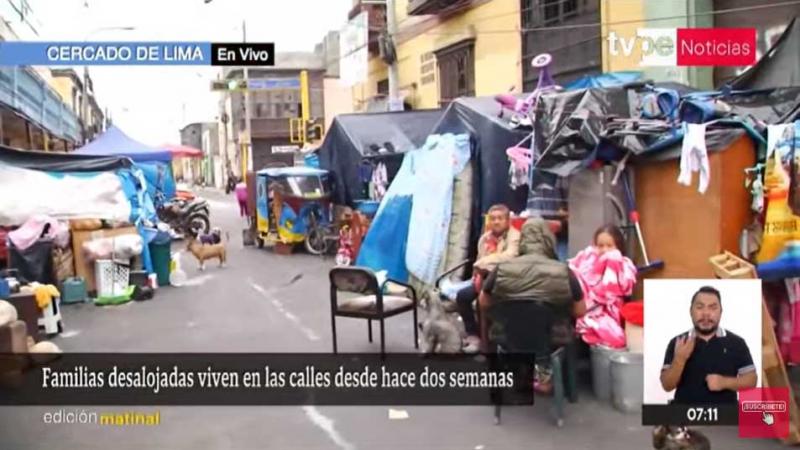 Rímac: familias desalojadas viven en las calles desde hace dos semanas