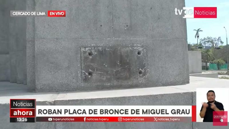 Cercado de Lima robo placa de bronce Miguel Grau