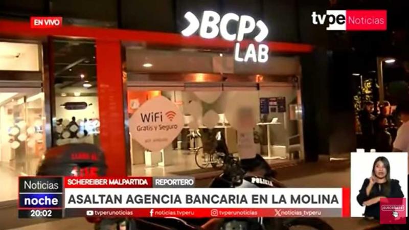 La Molina: delincuentes robo agencia bancaria