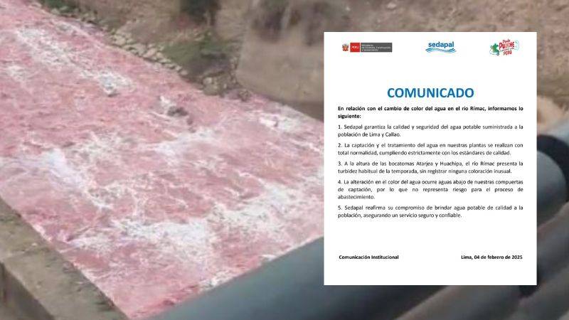 Sedapal se pronuncia tras extraña coloración en el río Rímac