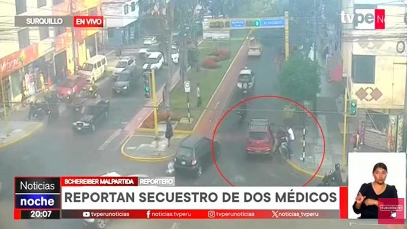 Surquillo: cámaras de seguridad  secuestro  dos médicos