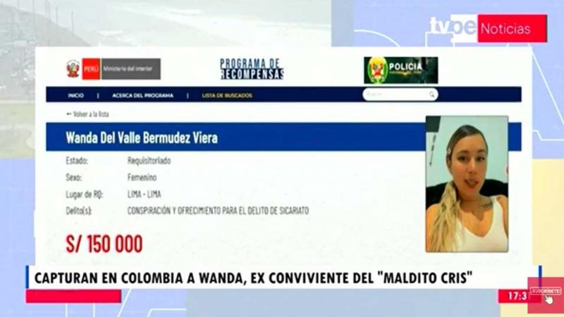 Wanda del Valle    ‘Maldito Cris’   capturada Colombia