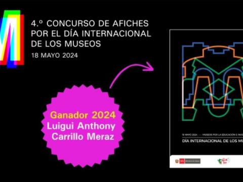 Luigui Anthony Carrillo Meraz gana concurso de afiches por el Día Internacional de los Museos 2024