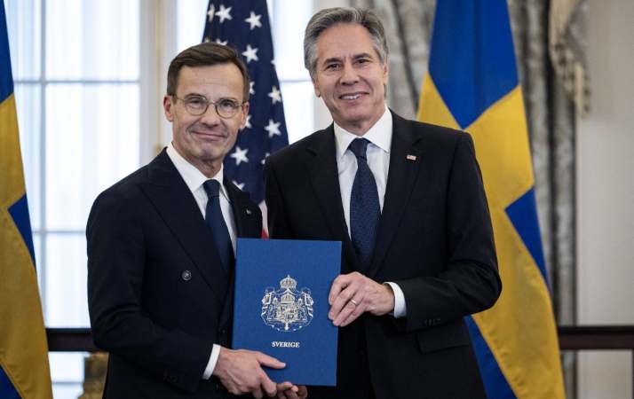 El Secretario de Estado de Estados Unidos, Antony Blinken, y el Primer Ministro sueco, Ulf Kristersson.