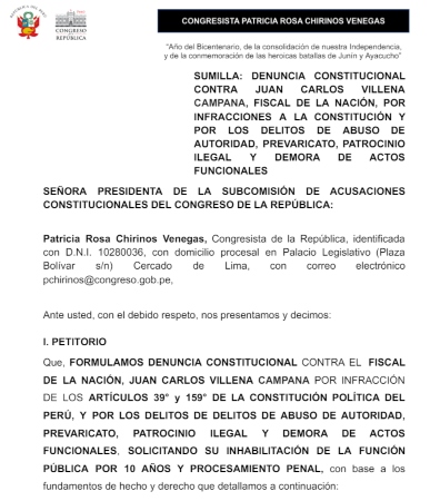 Denuncia contra Juan Carlos Villena 