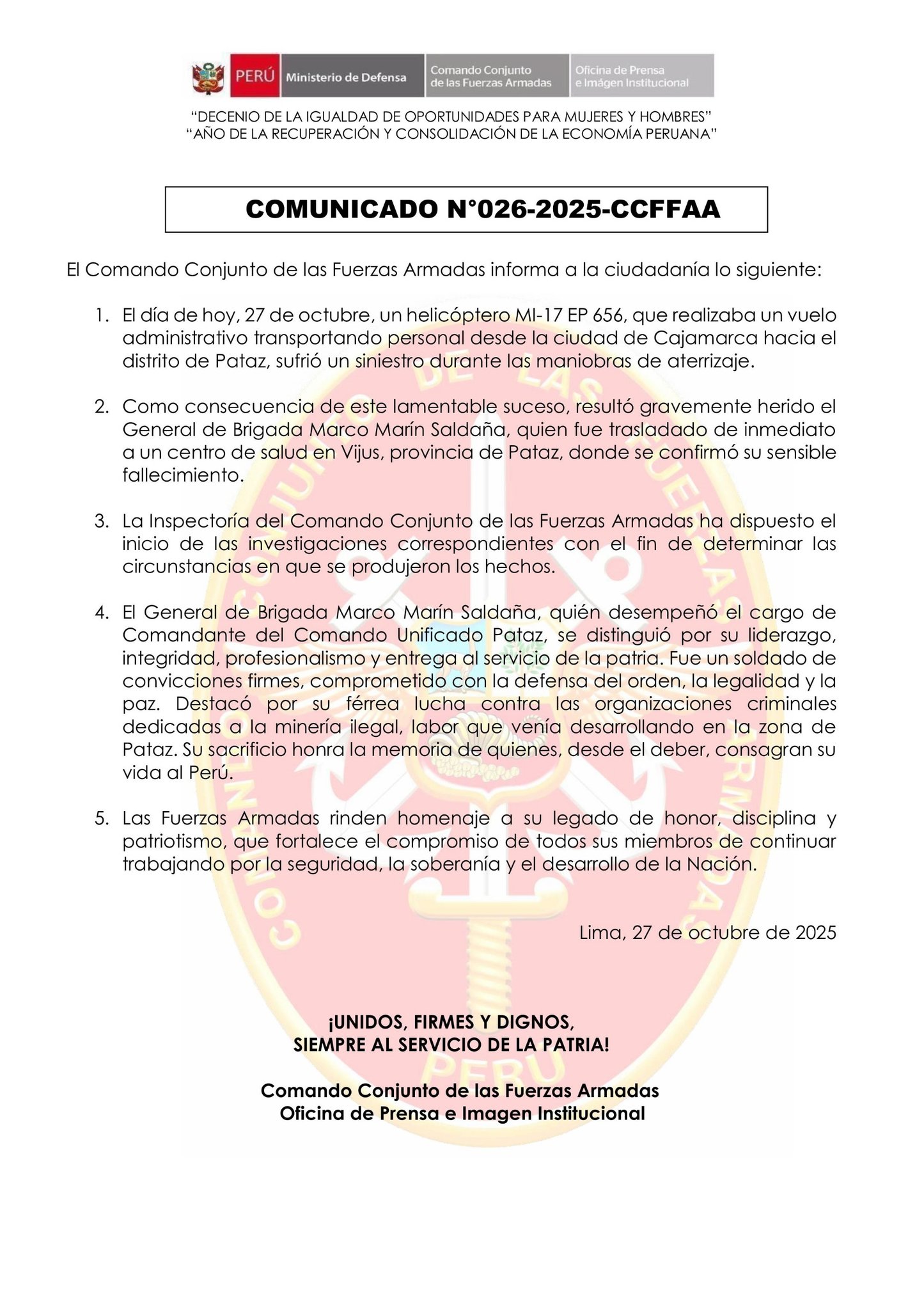 comando unificado pataz comando pataz  CC. FF. AA.