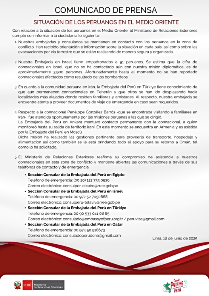 comunicado cancillería israel