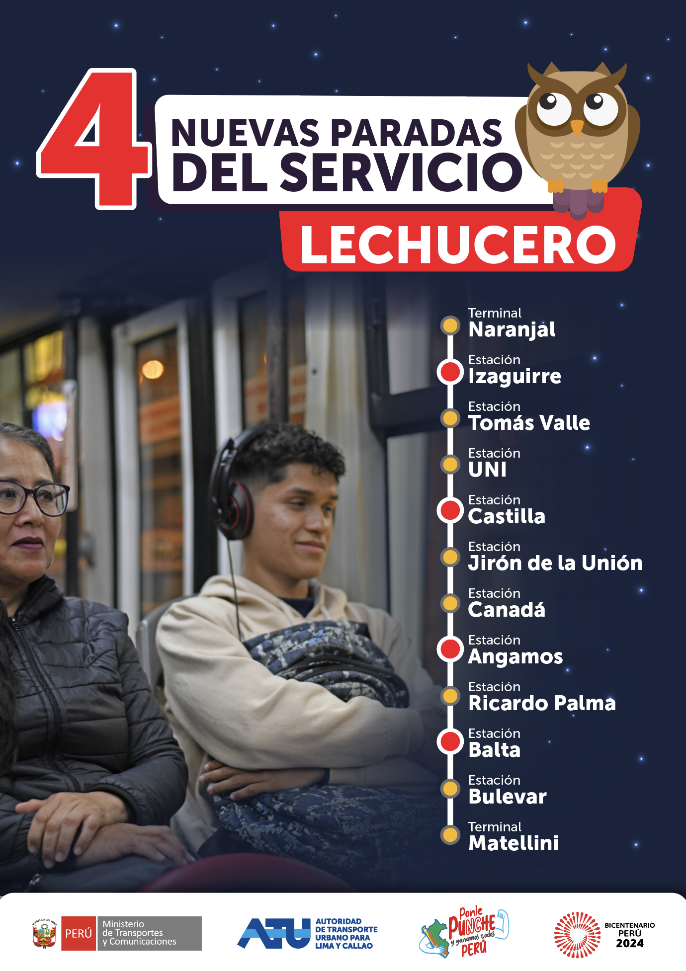 metropolitano lechucero paradas bus tráfico 