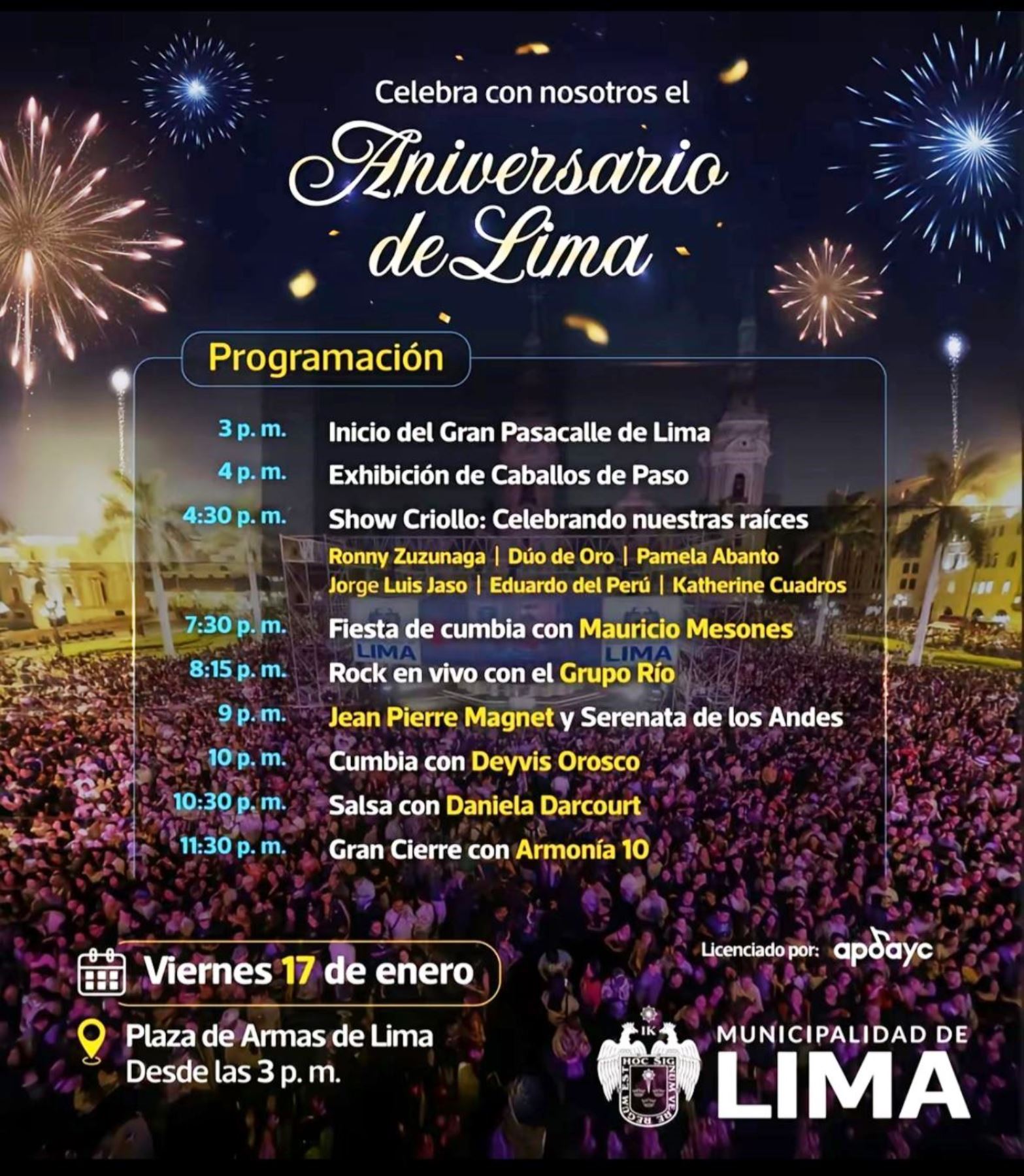 horarios lima aniversario armonia 10