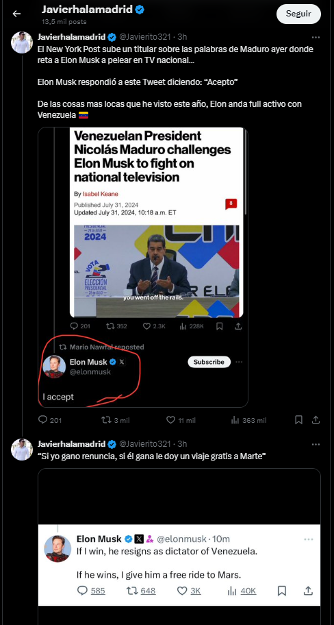 Elon Musk Nicolás Maduro