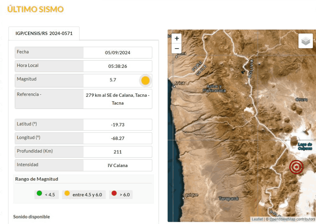 sismo bolivia tacna