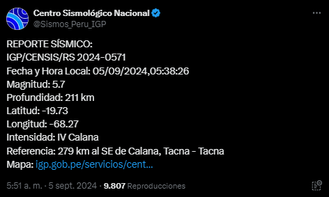 TEMBLOR EN TACNA